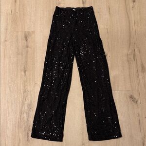 H&M Black Sequin Wide Leg Pants